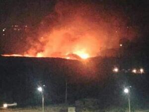 صورة بثها ناشطون على مواقع التواصل الاجتماعي قالوا إنها لانفجارات مطار المزة