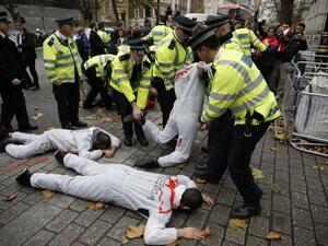 تظاهرة في لندن احتجاجا على زيارة الرئيس المصري