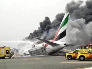 All 300 on board the Emirates flight that crash landed in Dubai are safe, although the airline is expecting continued delays. (Twitter)
