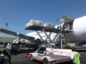 The U.N. WFP delivered its first aid airlift from Iraq to northeastern Syria in December (File Archive/AFP)