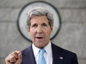 US Secretary of State John Kerry makes a statement to the press regarding his meeting with Russian Foreign Minister Sergey Lavrov (Jacquelyn Martin / AFP)
