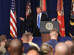 President Trump announces Afghanistan strategy in Fort Myer in Arlington, Virginia