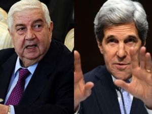 وزيرا الخارجية الأميركي جون كيري والسوري وليد المعلم