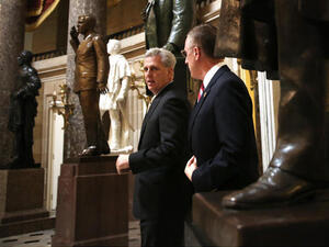 U.S. House Majority Whip Rep. Kevin McCarthy walks to the House Chamber for a vote October 3, 2013 on Capitol Hill in Washington, DC. The Democrats and the Republicans have come together to extend a measure granting visas to Iraqi interpreters. (Image credit: AFP)