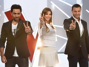 Celebrities Nancy Ajram, Kazem el Saher and Tamer Hosny are set to judge young talents on The Voice Kids Arabia. (Facebook)