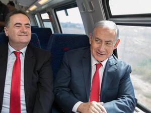 Israeli Transportation Minister Yisrael Katz and PM Netanyahu (Twitter)