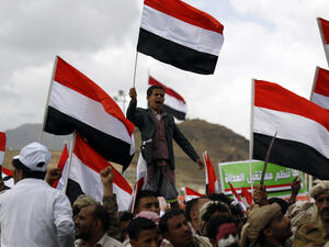 Supporters of the Houthi rebels at a rally in Sanaa, March 26 2017. (AFP/Mohammed Huwais)