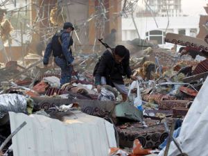 موقع العزاء الذي تم استهدافه من قبل طائرات التحالف في العاصمة صنعاء