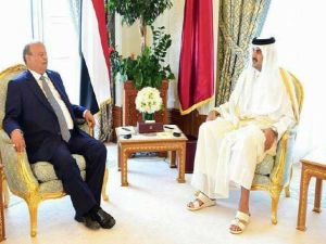 أمير قطر الشيخ تميم بن حمد آل ثاني والرئيس اليمني عبد ربه منصور هادي