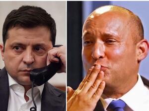 الرئيس الأوكراني فلاديمير زيلينسكي (يسار) ورئيس الوزراء الإسرائيلي نفتالي بينيت