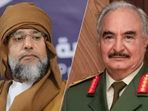 سيف الإسلام القذافي (يسار) وخليفة حفتر