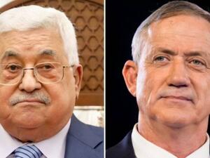 الرئيس الفلسطيني محمود عباس (يسار) ووزير الدفاع الاسرائيلي بيني غانتس