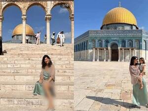 سائحة تستعرض فخذها العارية في باحات المسجد الأقصى (صورة)