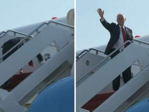 نائب الرئيس الأميركي يسقط على سلّم الطائرة