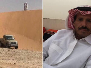 المواطن القطري وسيارته التي عثر على جثته بجوارها في صحراء الدهناء السعودية