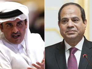 أمير قطر تميم بن حمد آل ثاني (يسار) والرئيس المصري عبدالفتاح السيسي