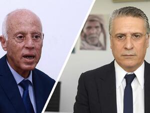 نبيل القروي (يمين) وقيس سعيد