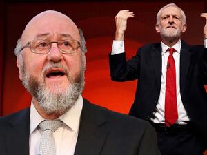 زعيم حزب العمال البريطاني جيريمي كوربن(يمين) وكبير حاخامات المملكة المتحدة افرايم ميرفس