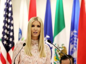 Advisor to the US President Ivanka Trump speaks at an event on the theme "Promoting the place of women at work" on the sidelines of the G20 Summit in Osaka on June 29, 2019.  Dominique JACOVIDES / POOL / AFP