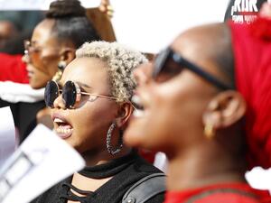 Israelis of Ethiopian origin protest on July 8, 2019 in Tel Aviv after the death of a young man of Ethiopian origin who was killed by an off duty police officer in Kiryat Haim near the Israeli city of Haifa  (AFP)
