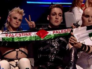 Icelandic band Hatari's Palestinian flag display (Twitter)