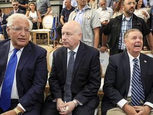 US Ambassador to Israel David Friedman and US Mideast Envoy Jason Greenblatt joined the Israeli group at the ceremony opening an ancient Jewish "Pilgrimage Road" tunnel in the Palestinian neighborhood of Silwan (Twitter)