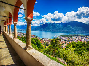 Beautiful view to Locarno city, lake Maggiore (Lago Maggiore) and Swiss Alps  (Shutterstock)	