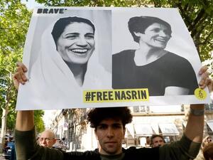 تظاهرة دعم للمحامية الإيرانية المسجونة نسرين سوتوده في باريس