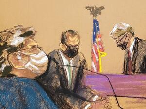 محاكمة كيث رانيير (رسم من قاعة المحكمة)