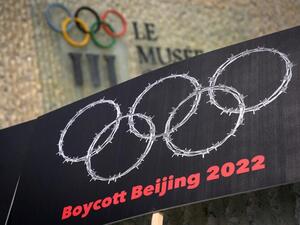 Uyghur Turks in US protest 2022 Beijing Winter Olympics