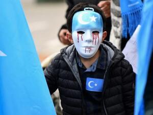 From a protest in Brussels against China's re-education camps for Uyghurs (FilePhoto/AFP)