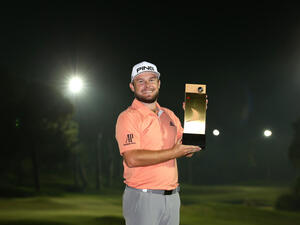 Tyrrell Hatton with the Turkish Airlines Open trophy