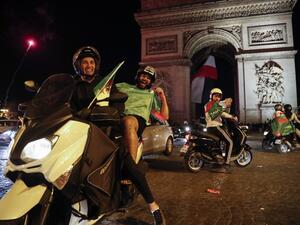 In Paris, fans blocked traffic on the Champs-Elysees