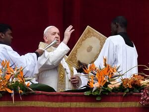 Pope Francis delivers the "Urbi et Orbi" blessing to the city and to the world from the balcony of St Peter's basilica, on April 21, 2019 after the Easter Sunday Mass in the Vatican. (AFP/ File)