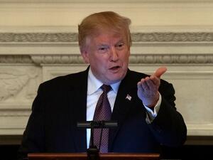 US President Donald Trump speaks at an iftar, the meal that breaks the sunrise to sundown fast of Muslims celebrating Ramadan, at the White House in Washington DC, on May 13, 2019. (NICHOLAS KAMM / AFP)