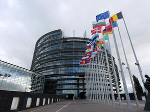European Union member countries' national flags wave in front of the European Parliament. (Frederick Florin/AFP)