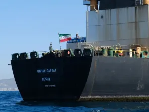 The Adrian Darya 1 oil tanker.  (Johnny Bugeja/AFP via Getty Images)