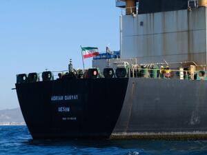 The Adrian Darya 1 oil tanker.  (Johnny Bugeja/AFP via Getty Images)