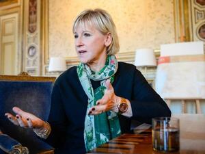 Margot Wallstrom, Sweden's minister of foreign affairs, in her office in Stockholm, October 31, 2014 (AFP/Jonathan Nackstrand)