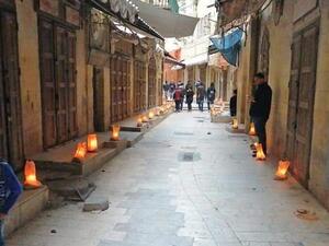 Candles light up downtown Salt, as part of an event to use 22,000 candles to spell out ‘Al Quds Arabiyeh’ (Jerusalem is Arab), on Friday (Photo courtesy of Facebook)