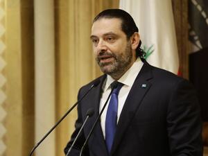 Lebanese Prime Minister Saad Hariri speaks during a press conference at his residence in Beirut. (AFP Photo/JOSEPH EID)