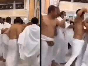 Brawl between two people in Saudi Arabia's Great Mosque of Mecca