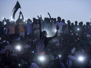Sudanese protesters open their smartphones lights as they gather for a "million-strong" march outside the army headquarters in the capital Khartoum on April 25, 2019. (AFP/ File Photo)