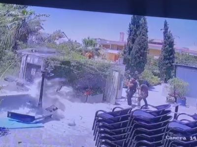 Drone shrapnel falls in the Umm Uthaina area. ()