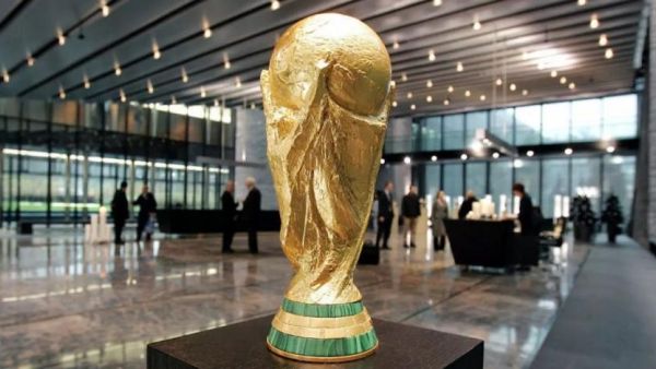 A replica of the FIFA World Cup trophy at the entrance hall of the International football federation headquarters in Zurich on December 6, 2006. (Photo: AFP)