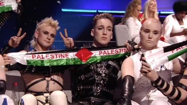 Iceland's Hatari shocks Eurovision with Palestinian flags. (Twitter)