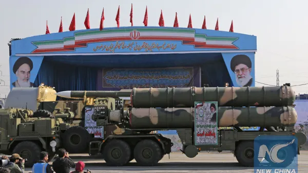 An Iranian military truck carries parts of a S-300 air defence missile system during a parade on the occasion of the country's annual army day on April 18, 2018, in Tehran. (AFP photo)