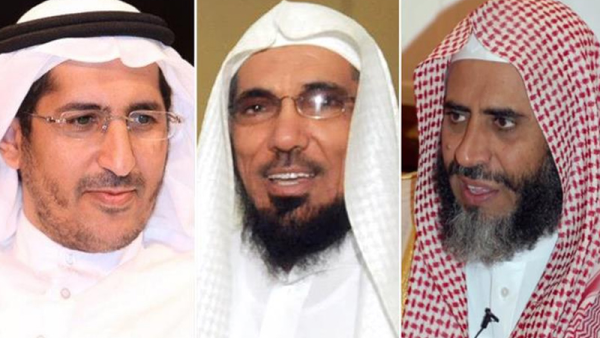 From left to right, Sheikh Salman al-Awdah, Awad al-Qarni, and Ali al-Omari. (Twitter)