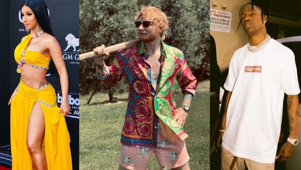 Ed Sheehan, Travis Scott, and Cardi B 