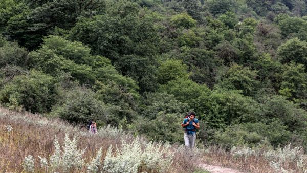 Iranian hikers walk along a trail in Alimestan Forest, part of the Hyrcanian forests recently added to the UNESCO World Heritage List, in Iran's northern Mazandaran province on July 7, 2019. (AFP/File Photo)